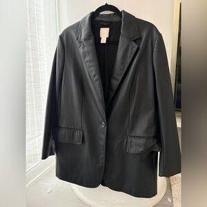 H&M Sleek Black faux leather Women's Blazer